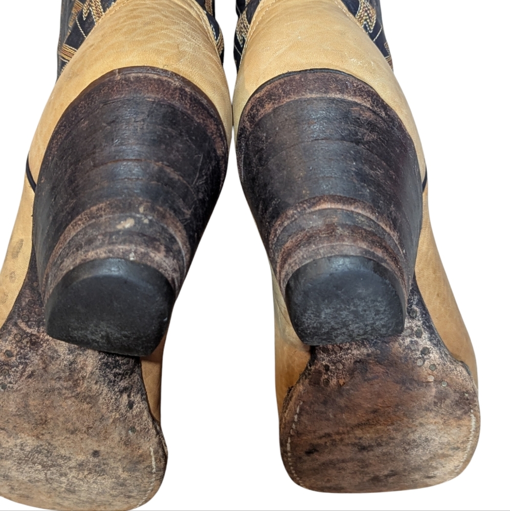 Larry Mahan Black and Tan Heeled Boots - Picture 7 of 12